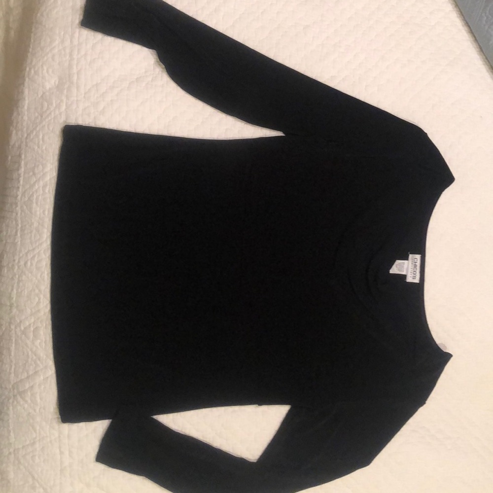 Chico’s travelers black cowl neck blouse